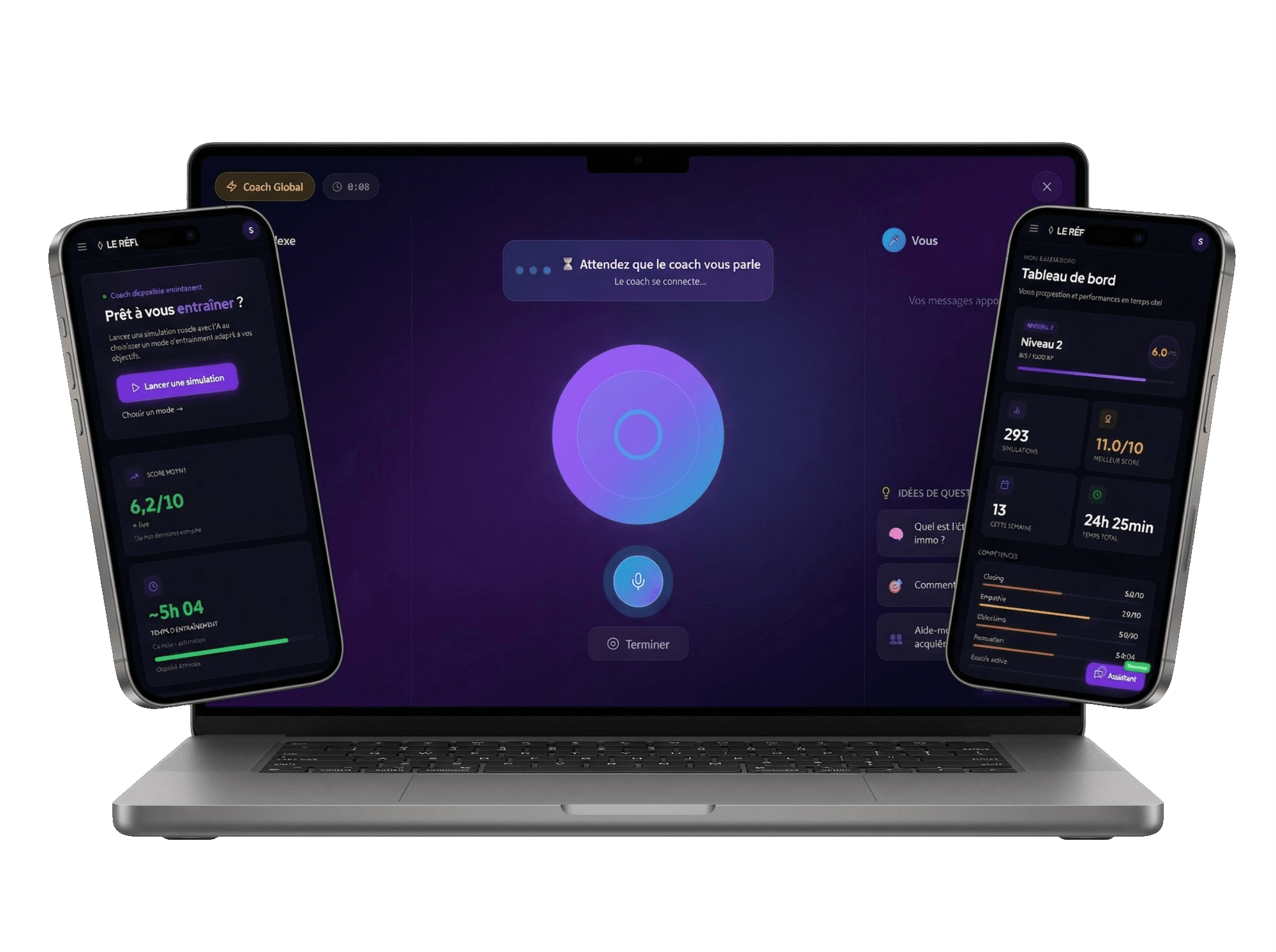 Le Réflexe Immo — application coach IA sur MacBook et iPhone